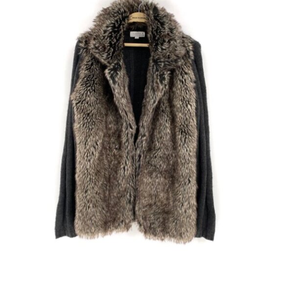 Joseph A Women's Cable Knit Faux Fur Sweater Boho Hippie Chic Small - Picture 1 of 6